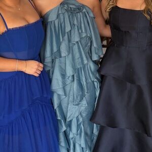 Elegant Blue and Teal Ruffle Dresses